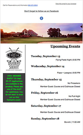 Canebrake Country Club: Updates on events that are happening at the club